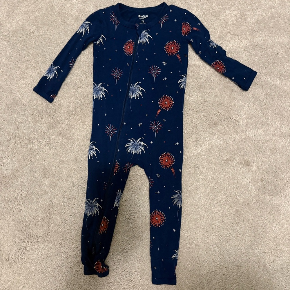 Kyte BABY Navy Fireworks Kids Pajama Footie